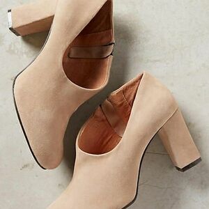Anthropologie All Black Side Scoop Booties In "Taupe", Size 40